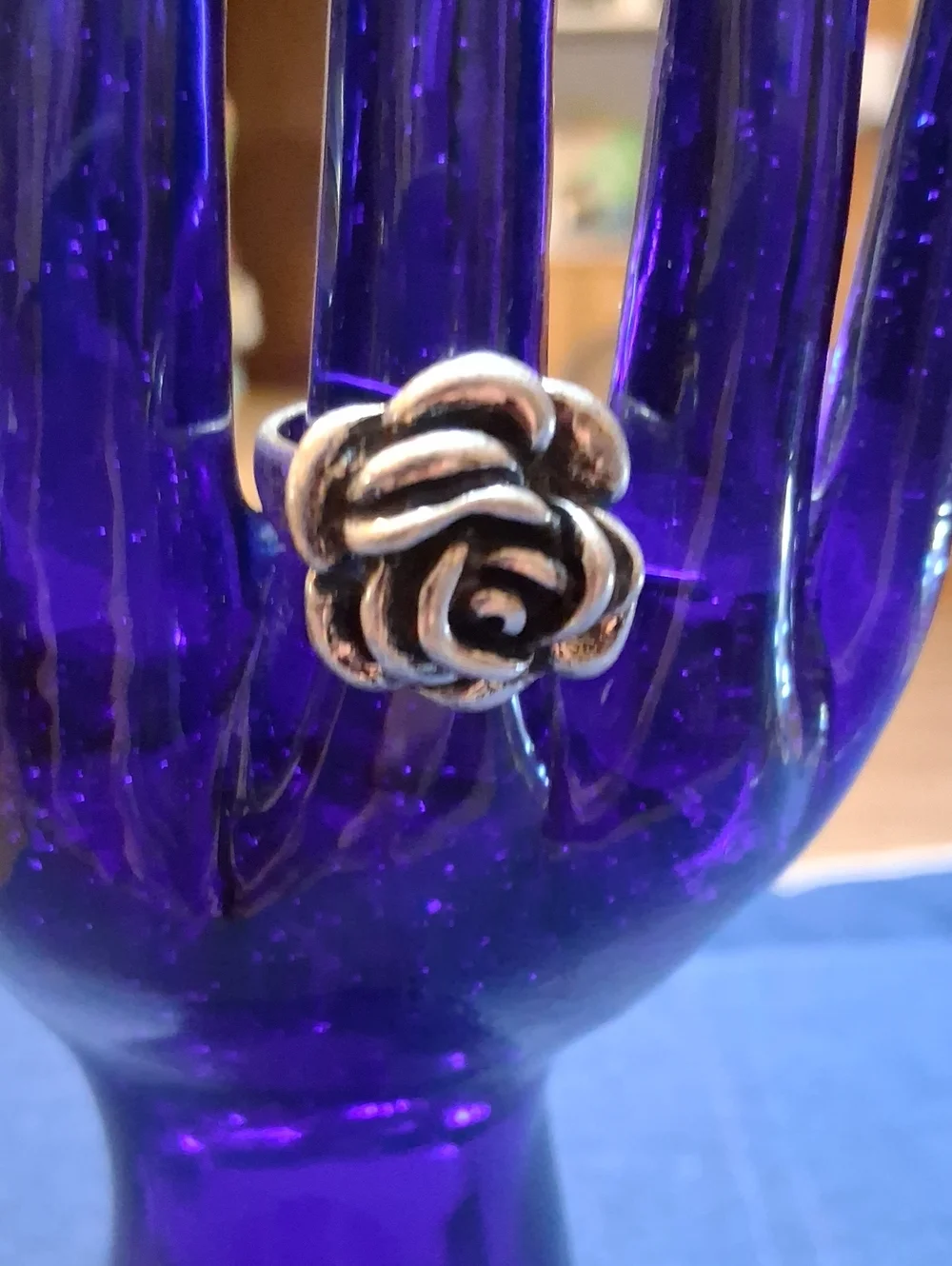 Silver Rose Floral Ring - Silver